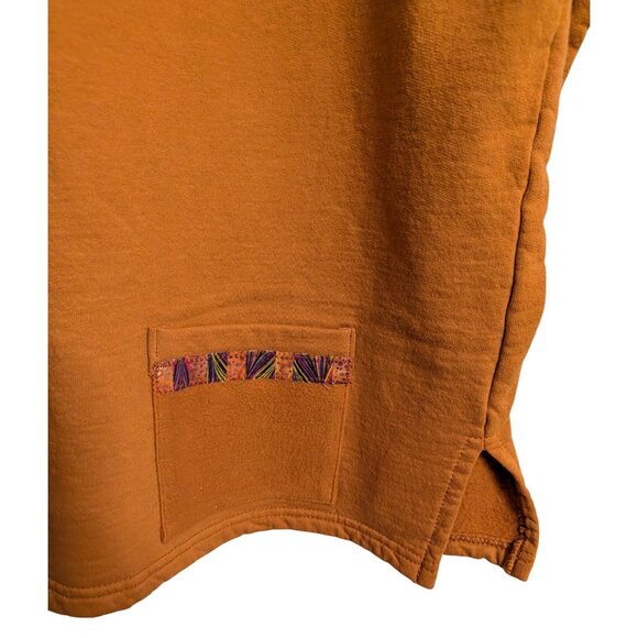 Nu Views Rust Orange XXL Long-Sleeve Top Abstract Patchwork vintage 80s Western - Picture 6 of 14